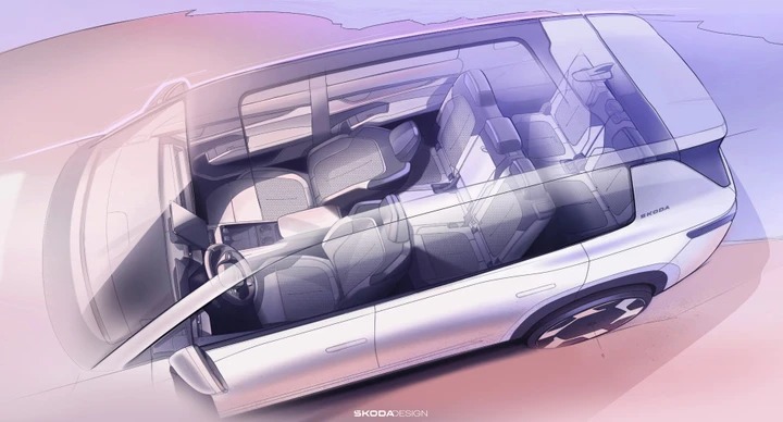 Nuova Škoda Peaq plancia con display verticale e comandi fisici